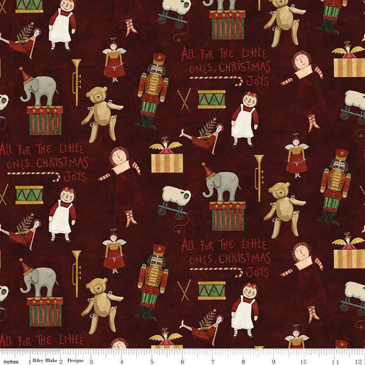 Naughty or Nice Toys Cranberry Fabric - By the yard