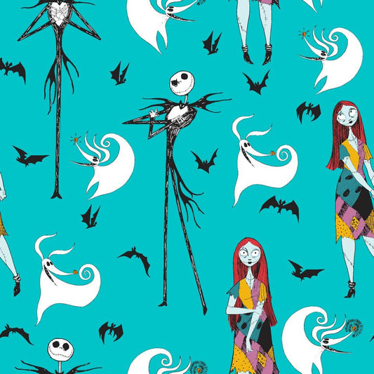 Disney Nightmare Before Christmas Jack & Sally with Zero Fabric - By the yard