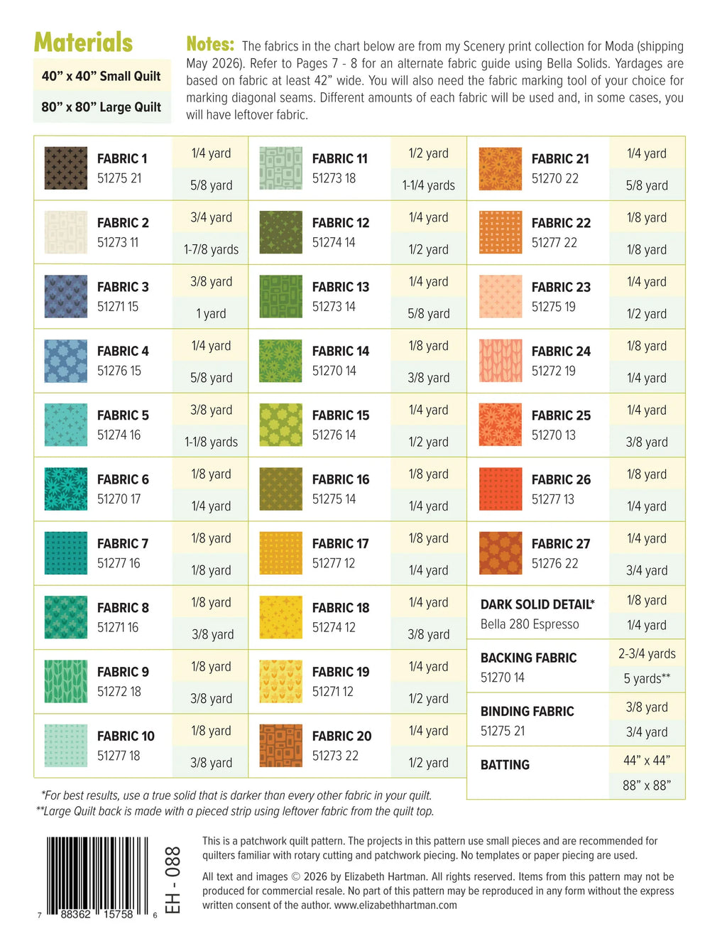 Elizabeth Hartman Outdoors Quilt Pattern