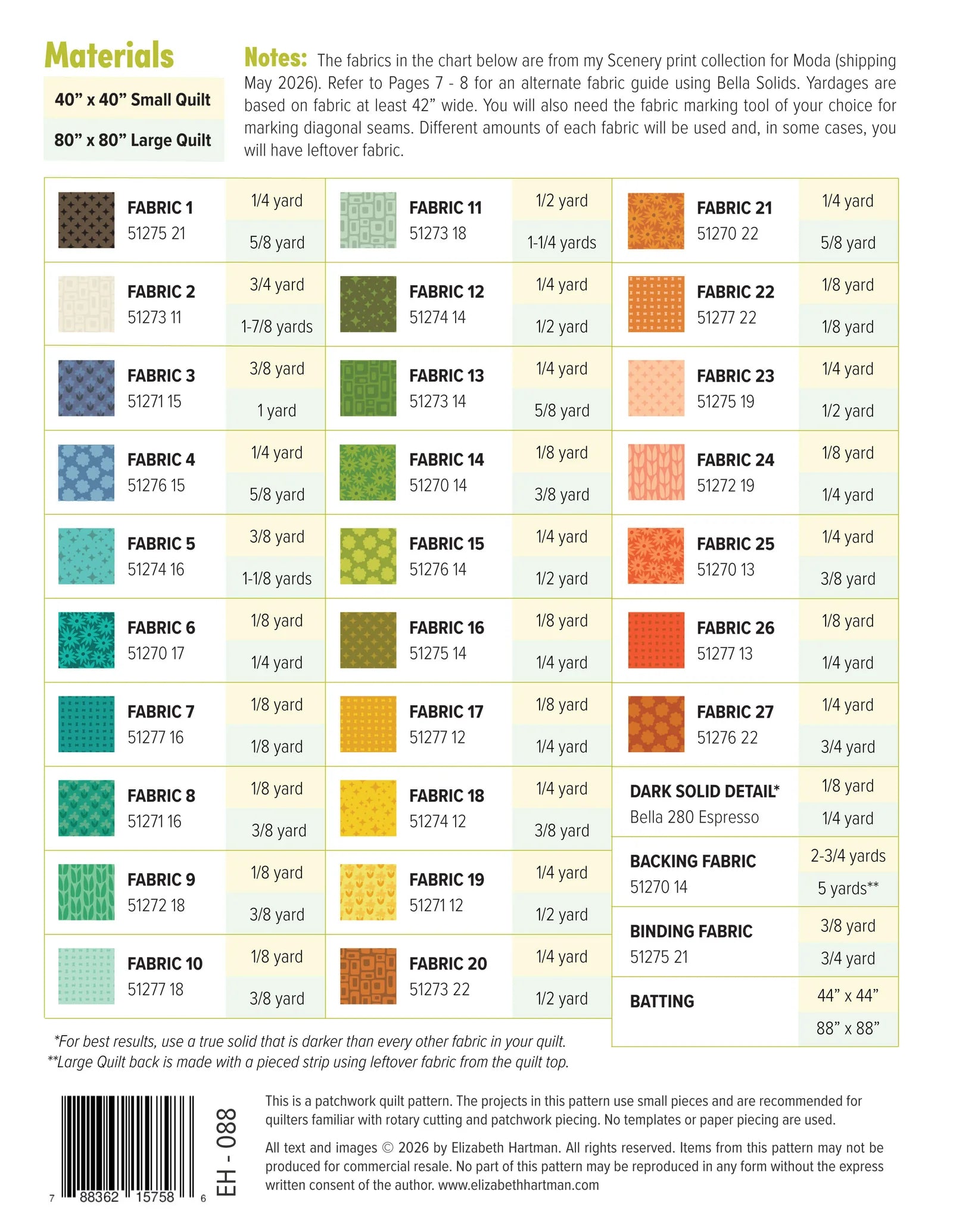 Elizabeth Hartman Outdoors Quilt Pattern