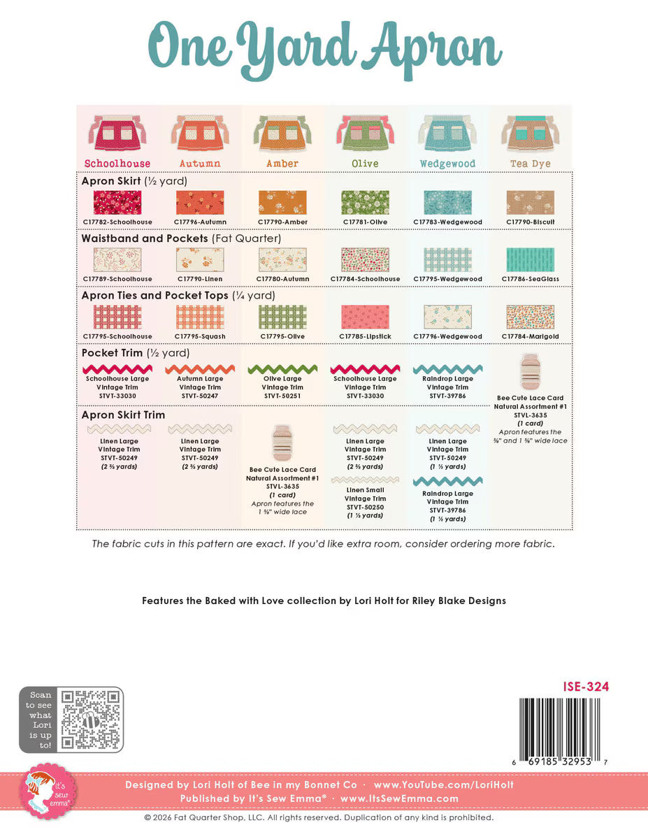 It's Sew Emma One Yard Apron Pattern