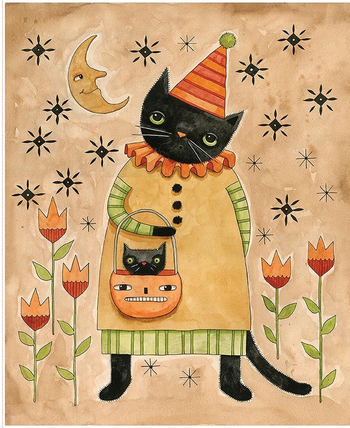 Spooky Cat Fabric Panel