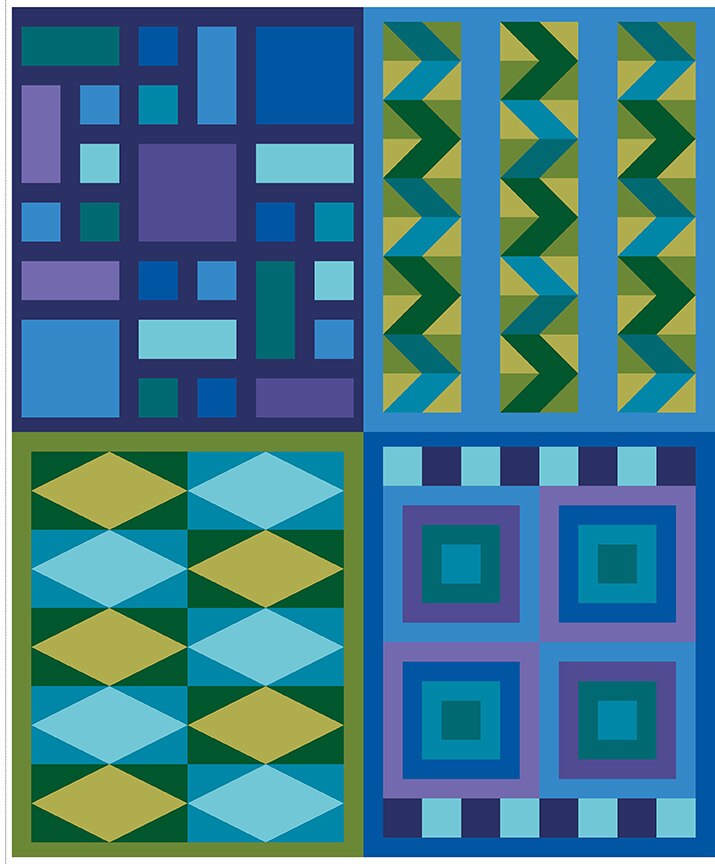 Quilt in Color Practice Quilting Panel Sea Glass
