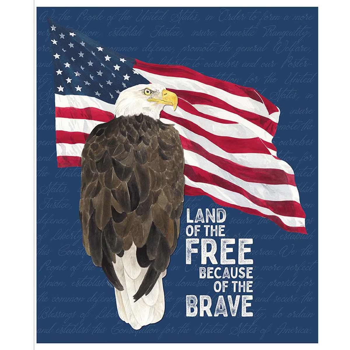 Valor Is Never Forgotten Land of the Free Fabric Panel