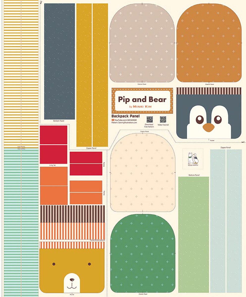Ashmere Pip and Bear Backpack Fabric Panel