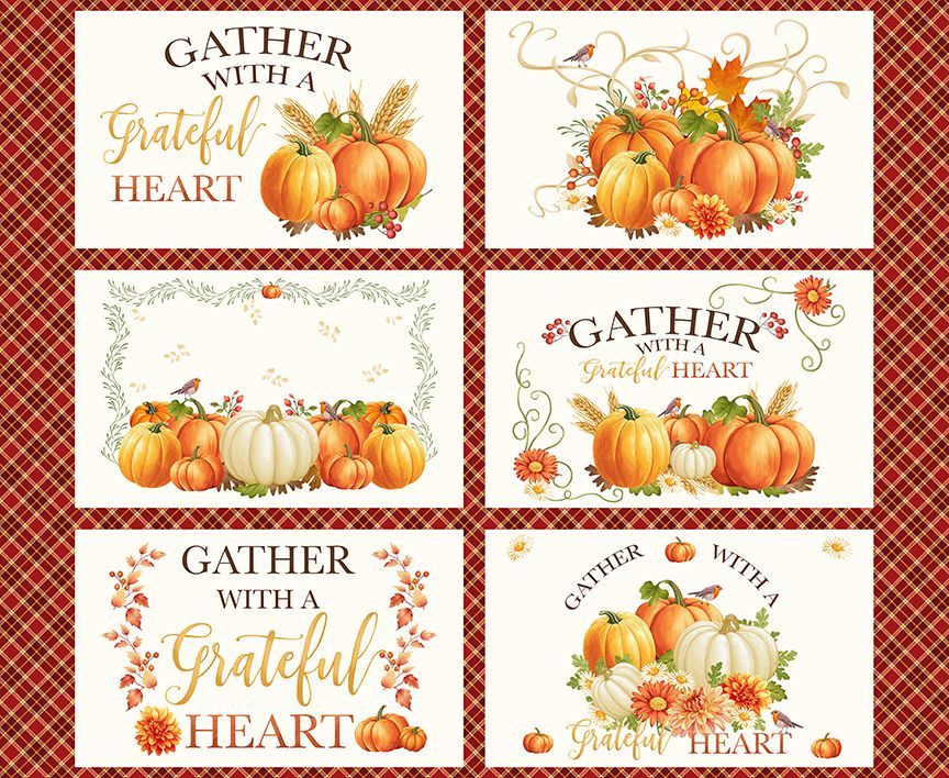 Gather with a Grateful Heart Placemat Fabric Panel