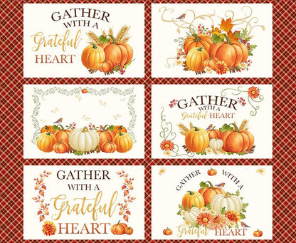 Gather with a Grateful Heart Placemat Fabric Panel
