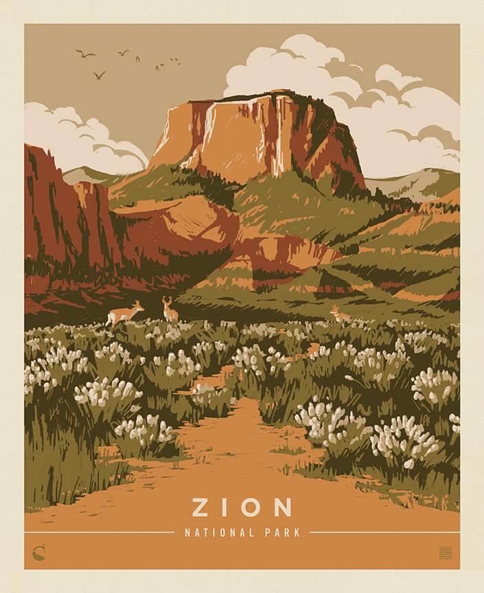 National Parks Spring Zion Poster Panel