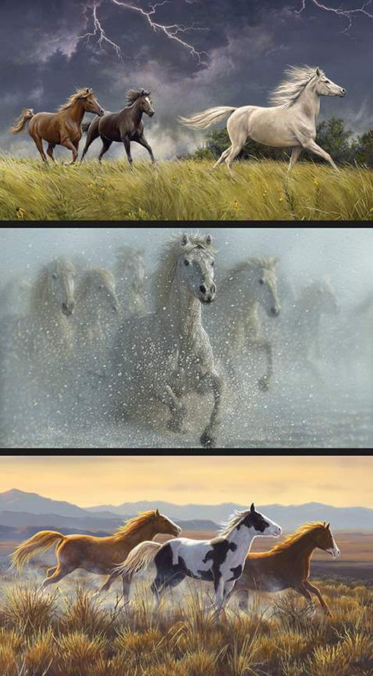 Wild Horses Pillow Fabric Panel