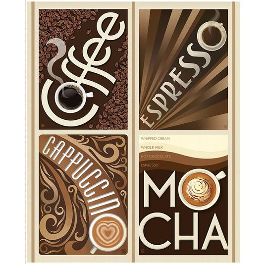 Coffee Time Coffee Fabric Panel