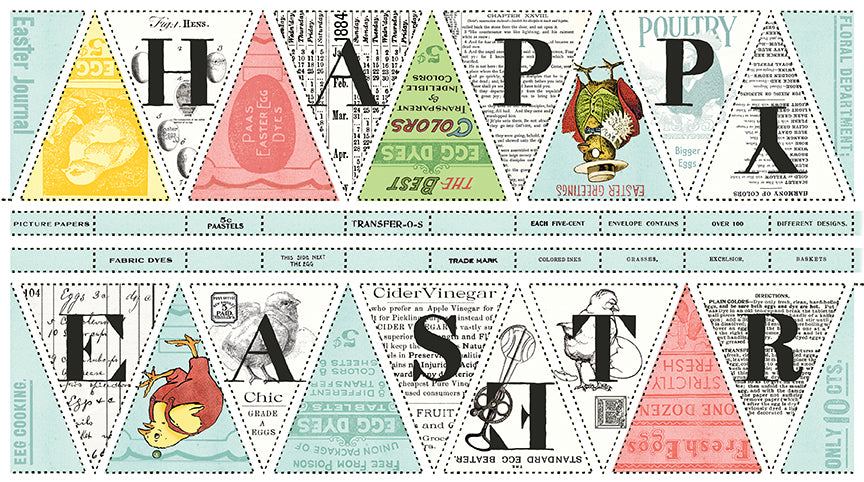 Egg Hunt Happy Easter Bunting Fabric Panel