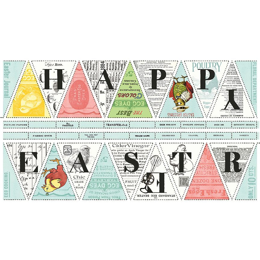 Egg Hunt Happy Easter Bunting Fabric Panel