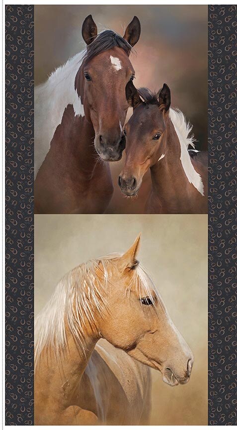 Horseshoe Creek Horses Fabric Panel #2