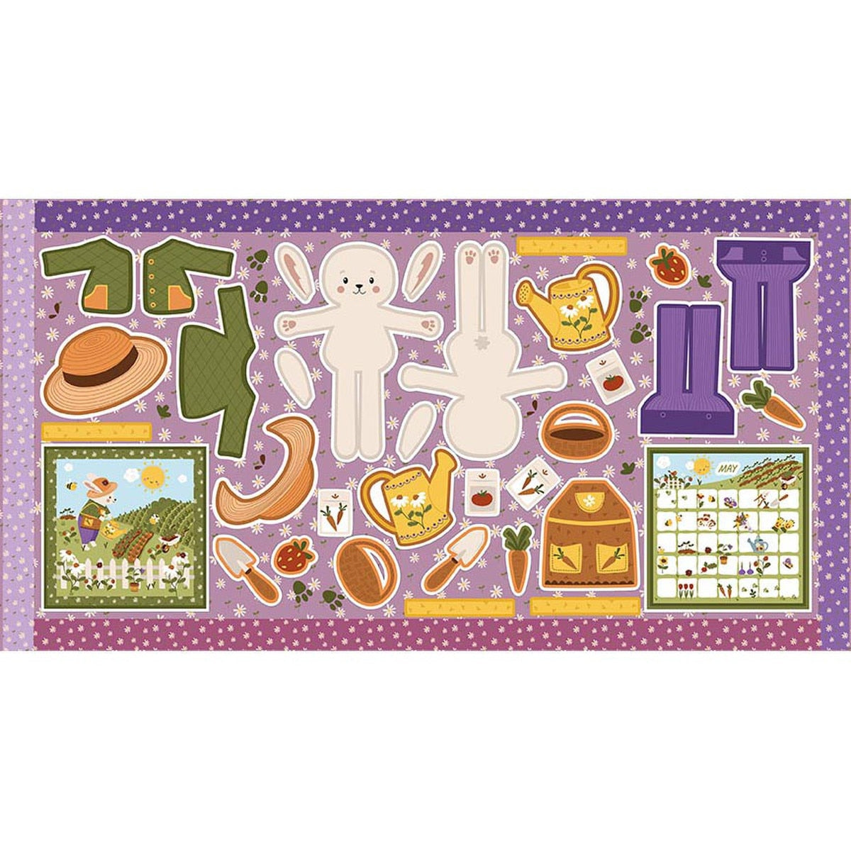 Story Animals Through the Year Doll Panel May by Jennifer Long for Riley Blake Designs
