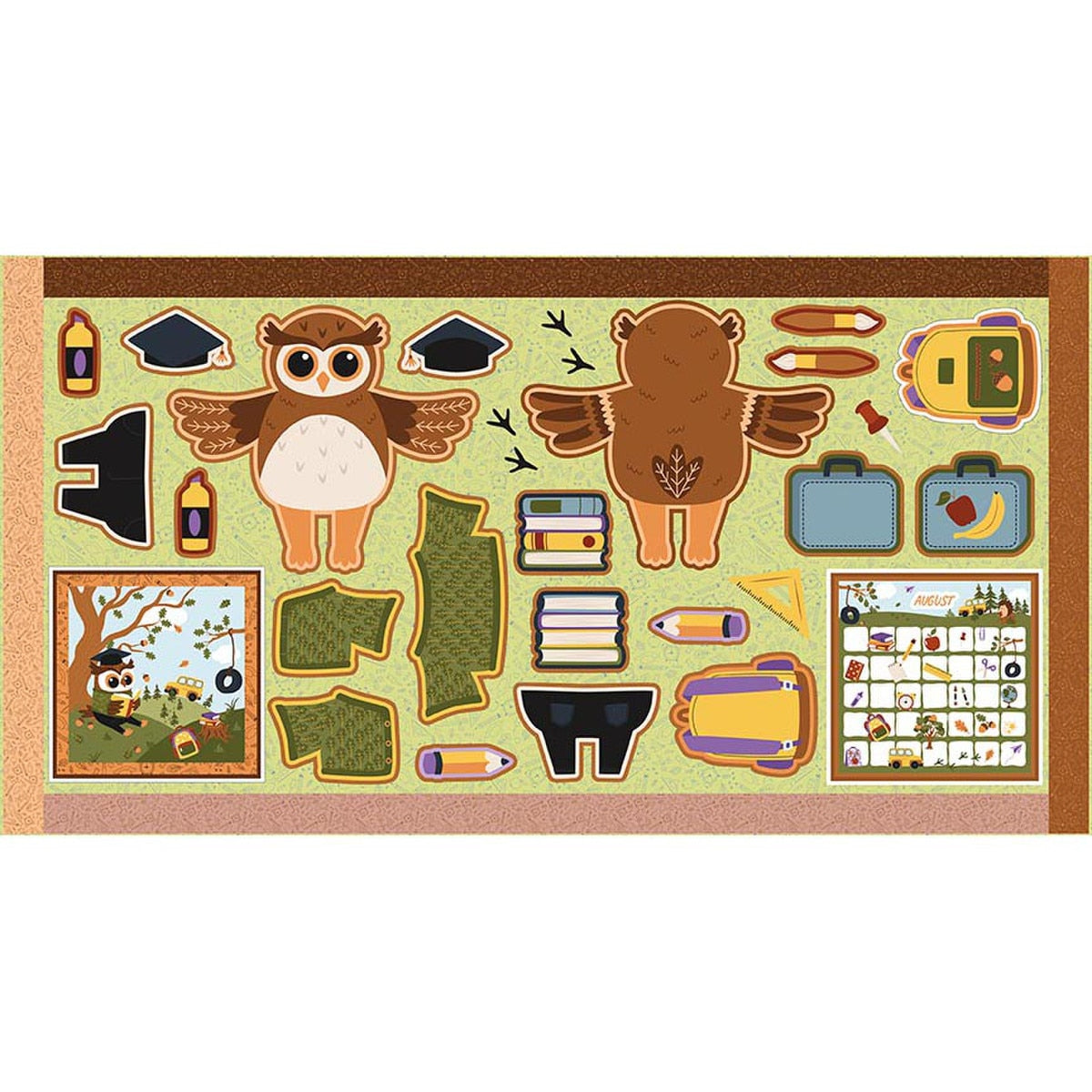 Story Animals Through the Year Doll Panel August by Jennifer Long for Riley Blake Designs