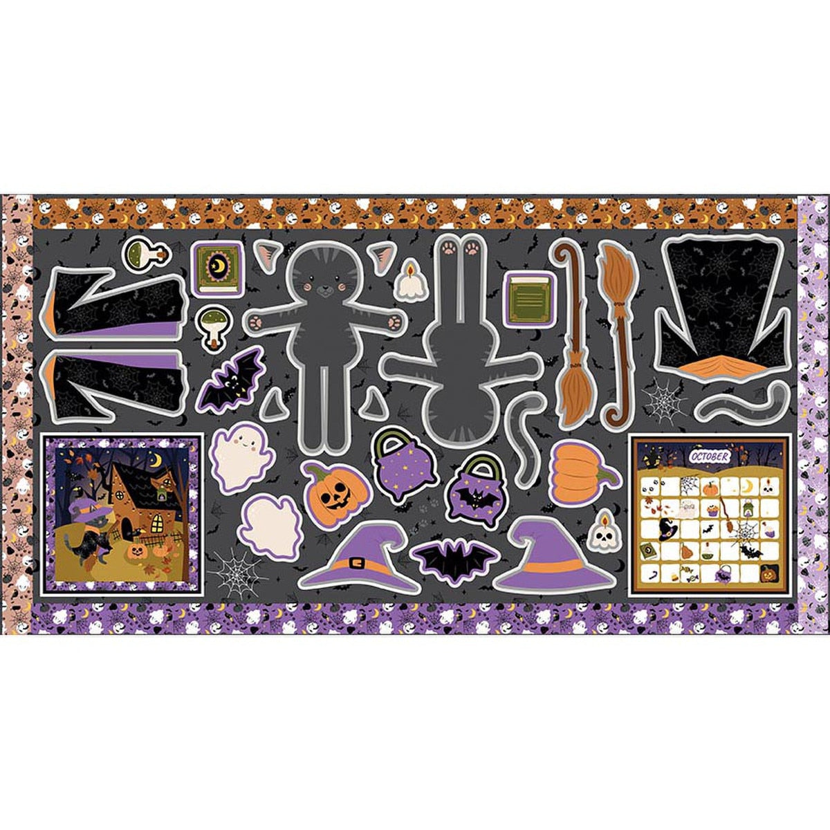 Story Animals Through the Year Doll Panel October by Jennifer Long for Riley Blake Designs
