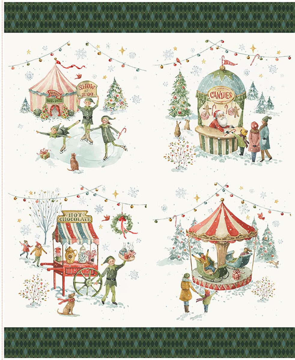 Santa's Fair Pillow Panel by Lisa Audit for Riley Blake Designs
