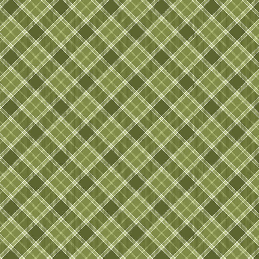 Gather with a Grateful Heart Bias Plaid Green Fabric - By the yard