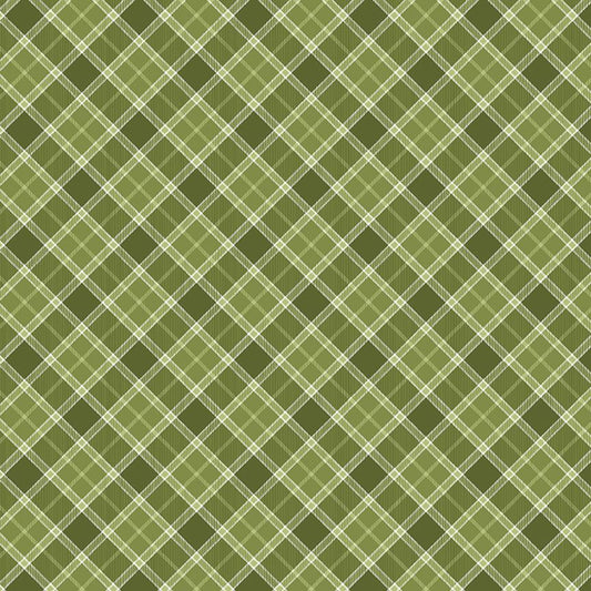 Gather with a Grateful Heart Bias Plaid Green Fabric - By the yard