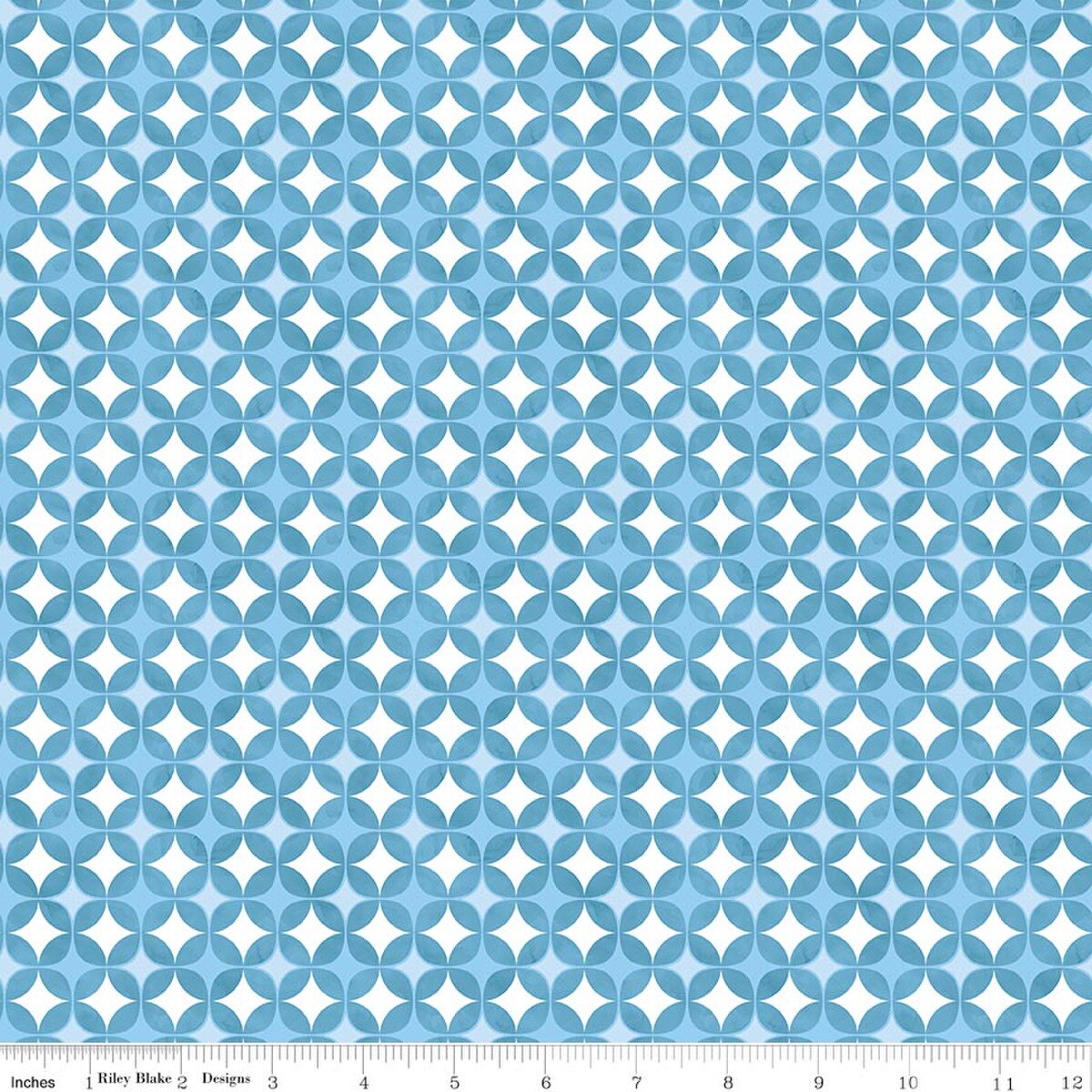 Painted Petals Geo Circles Blue Fabric - By the yard