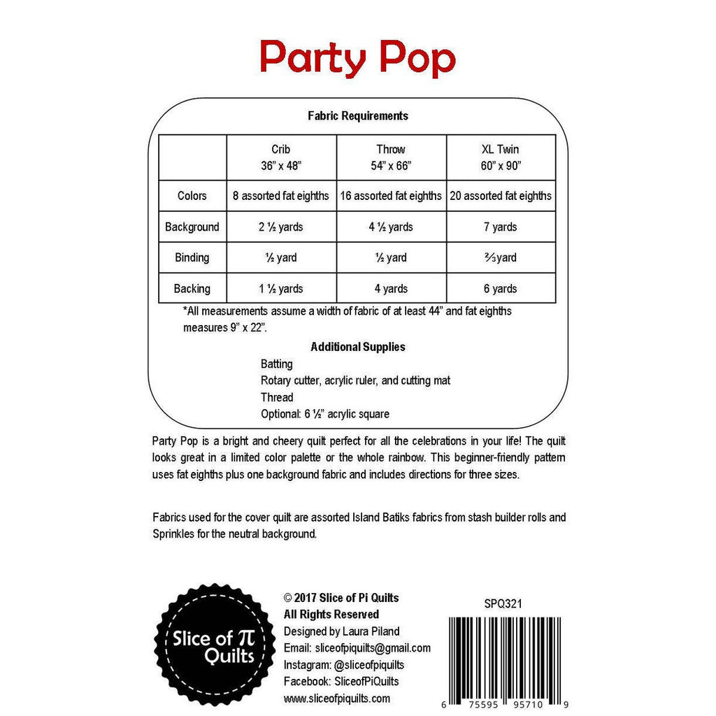Slice of Pi Party Pop Quilt Pattern