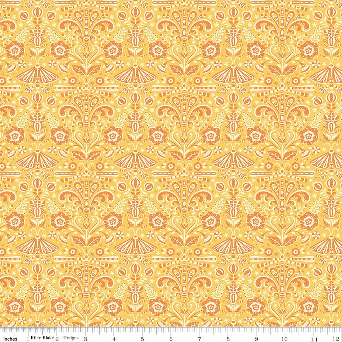 Peach Cobbler Field Study Yellow Fabric - By the yard