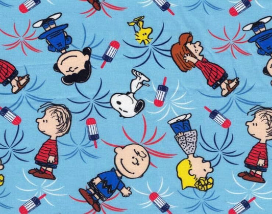 Peanuts Gang Patriotic Celebrate Fabric- By the yard