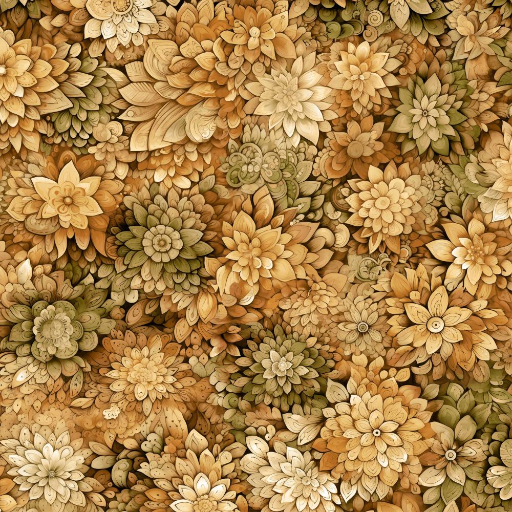 Petal Party Fabric - Kahki - By the yard