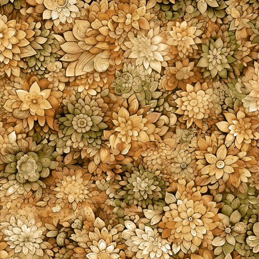Petal Party Fabric - Kahki - By the yard