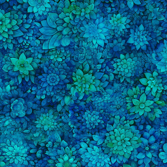 Petal Party Fabric - Neptune - By the yard