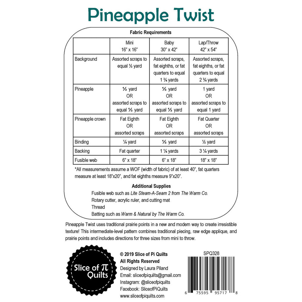 Slice of Pi Pineapple Twist Quilt Pattern