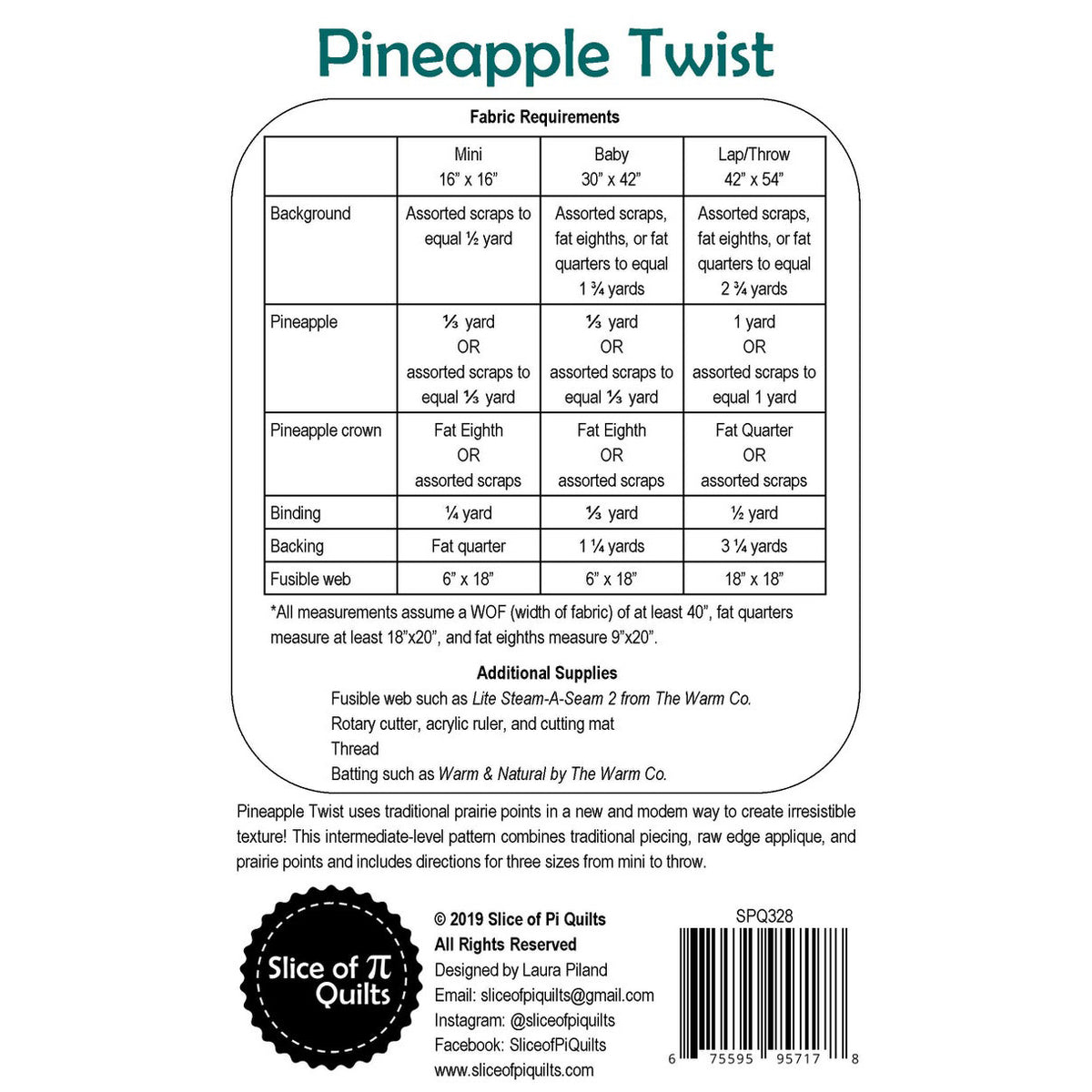 Slice of Pi Pineapple Twist Quilt Pattern