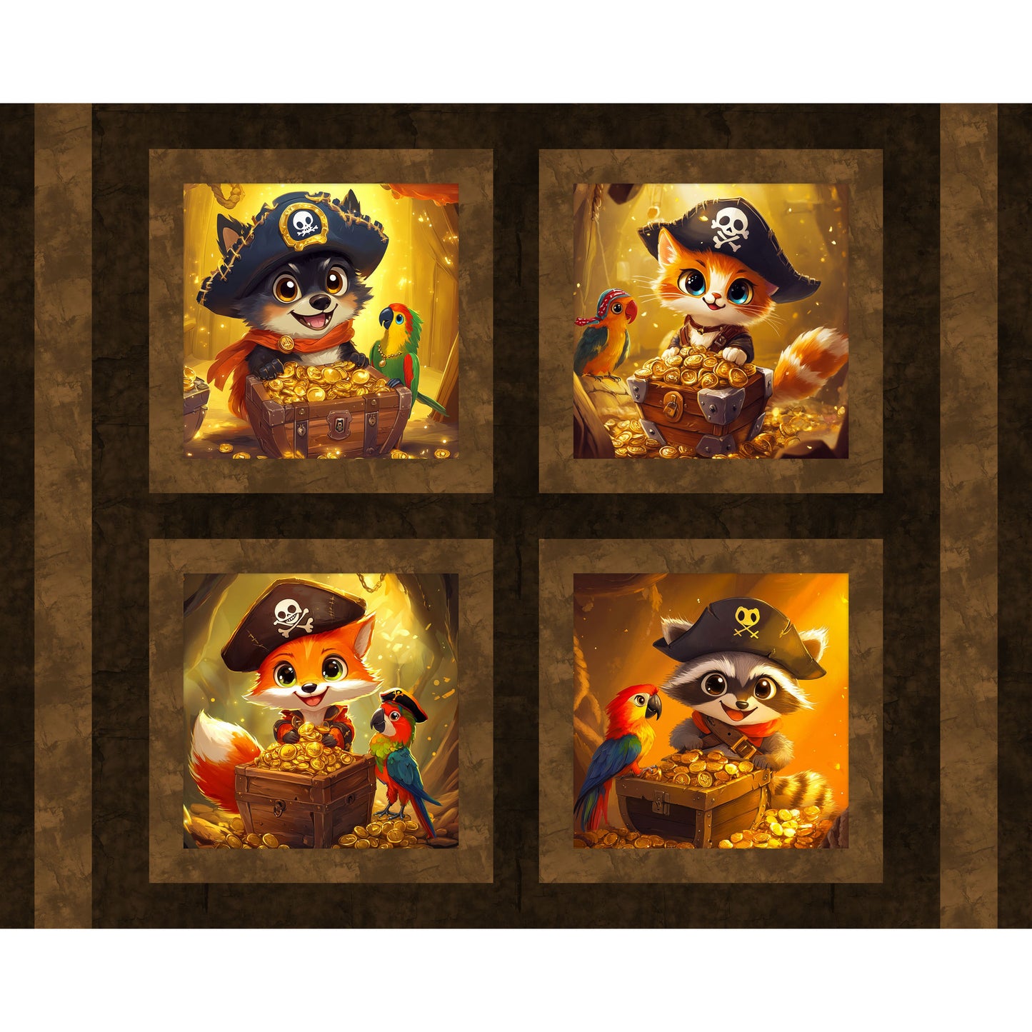 Pirate Buddies Pillow Fabric Panel