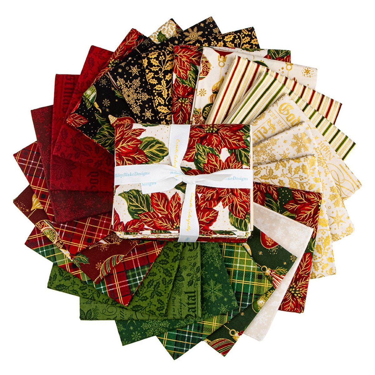 Poinsettias at Christmas Fat Quarter Bundle 24pc