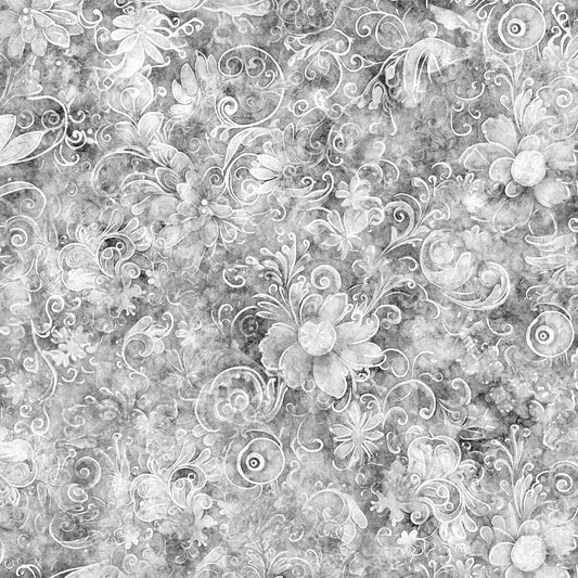 Queen's Garden Fabric - Gray - By the yard