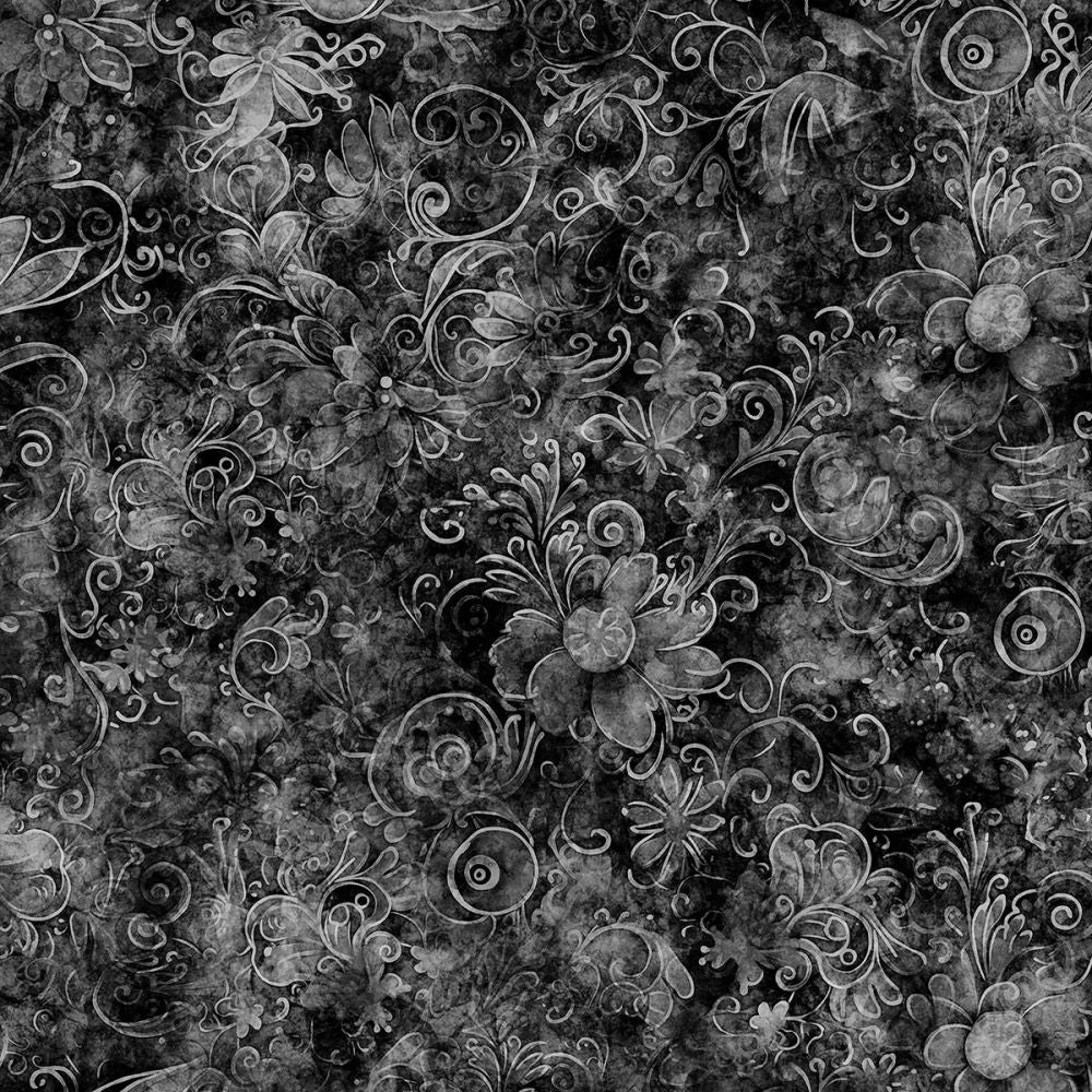 Queen's Garden Fabric - Charcoal - By the yard