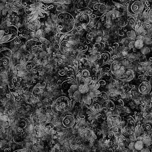 Queen's Garden Fabric - Charcoal - By the yard