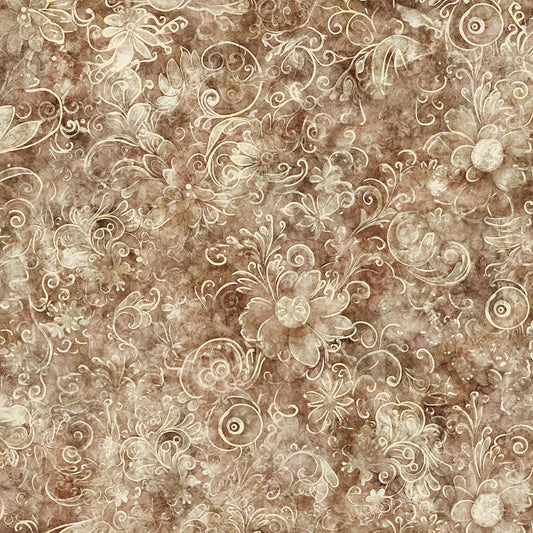 Queen's Garden Fabric - Taupe - By the yard