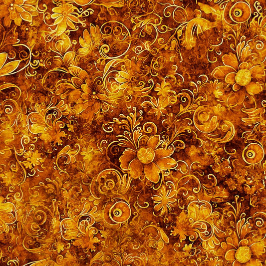Queen's Garden Fabric - Bronze - By the yard