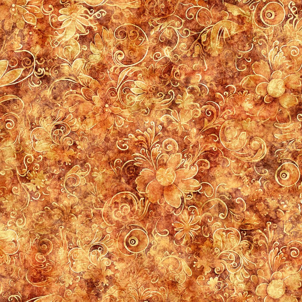 Queen's Garden Fabric - Light Copper - By the yard