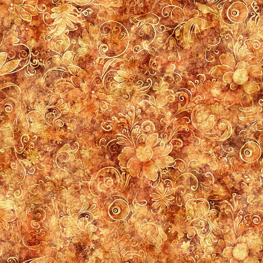 Queen's Garden Fabric - Light Copper - By the yard