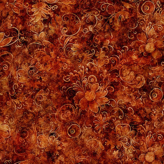 Queen's Garden Fabric - Cinnamon - By the yard