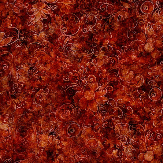 Queen's Garden Fabric - Mahogany - By the yard