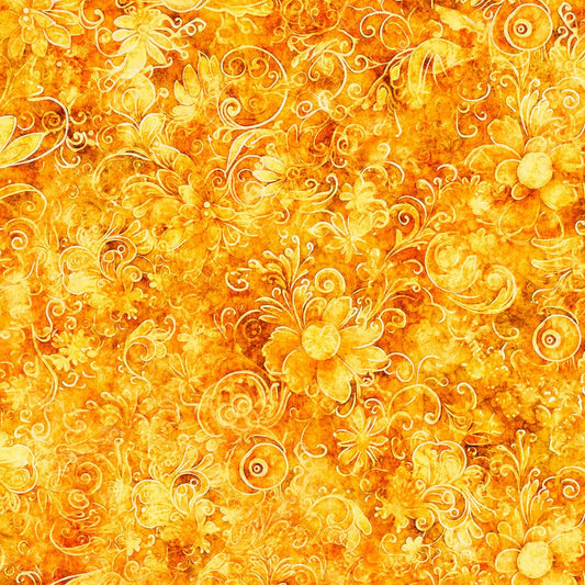Queen's Garden Fabric - Gold - By the yard