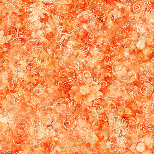 Queen's Garden Fabric - Peach - By the yard