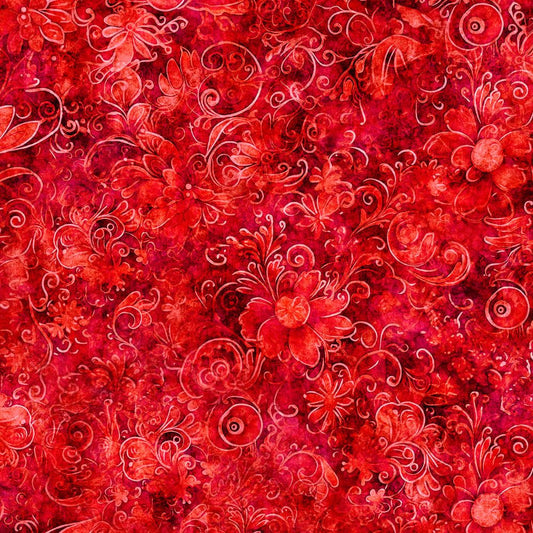 Queen's Garden Fabric - Scarlet - By the yard