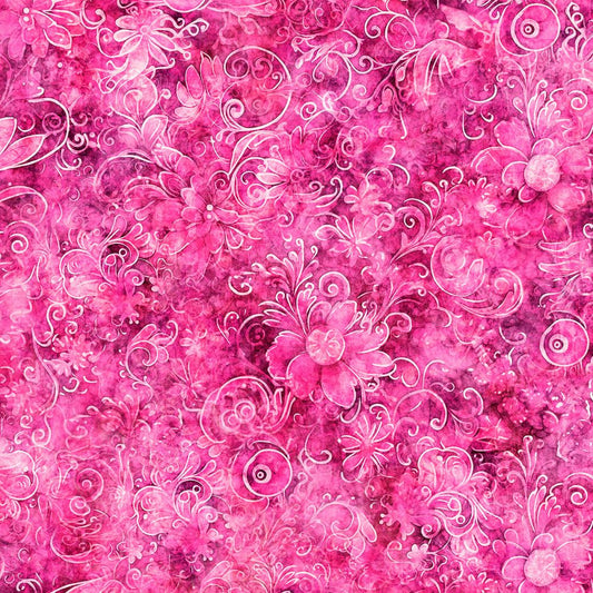 Queen's Garden Fabric - Pink - By the yard