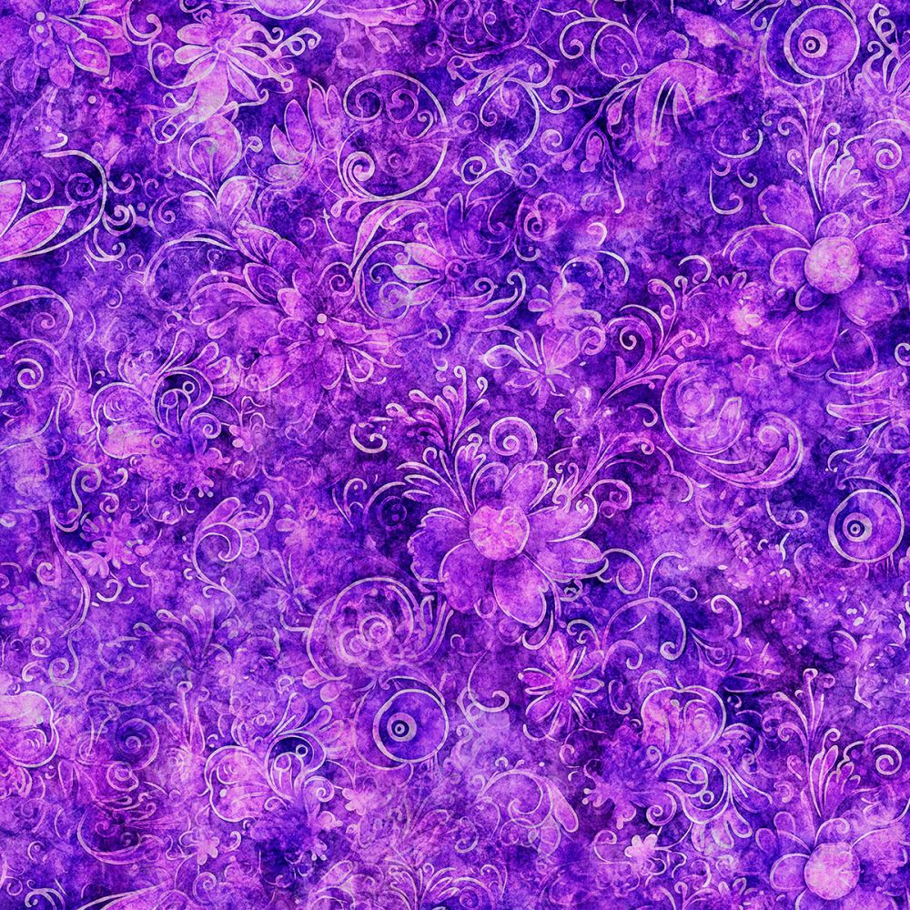 Queen's Garden Fabric - Purple - By the yard