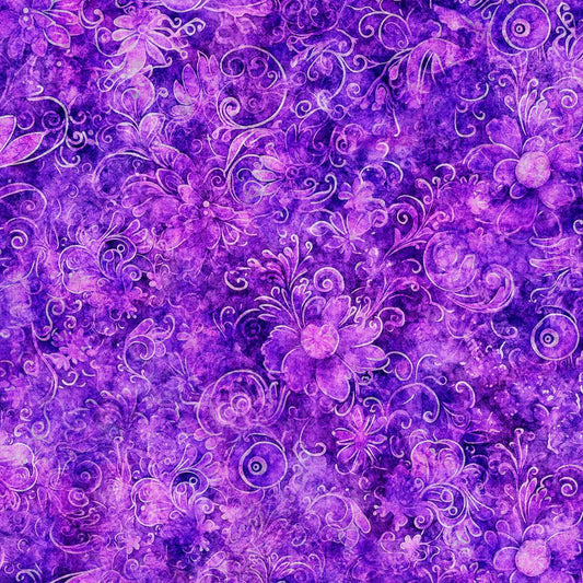 Queen's Garden Fabric - Purple - By the yard