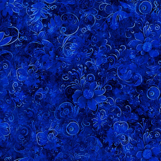 Queen's Garden Fabric - Cobalt - By the yard